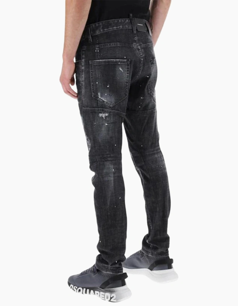 Dsquared2 Tidy Biker Jean Worn Faded Style Black Jeans