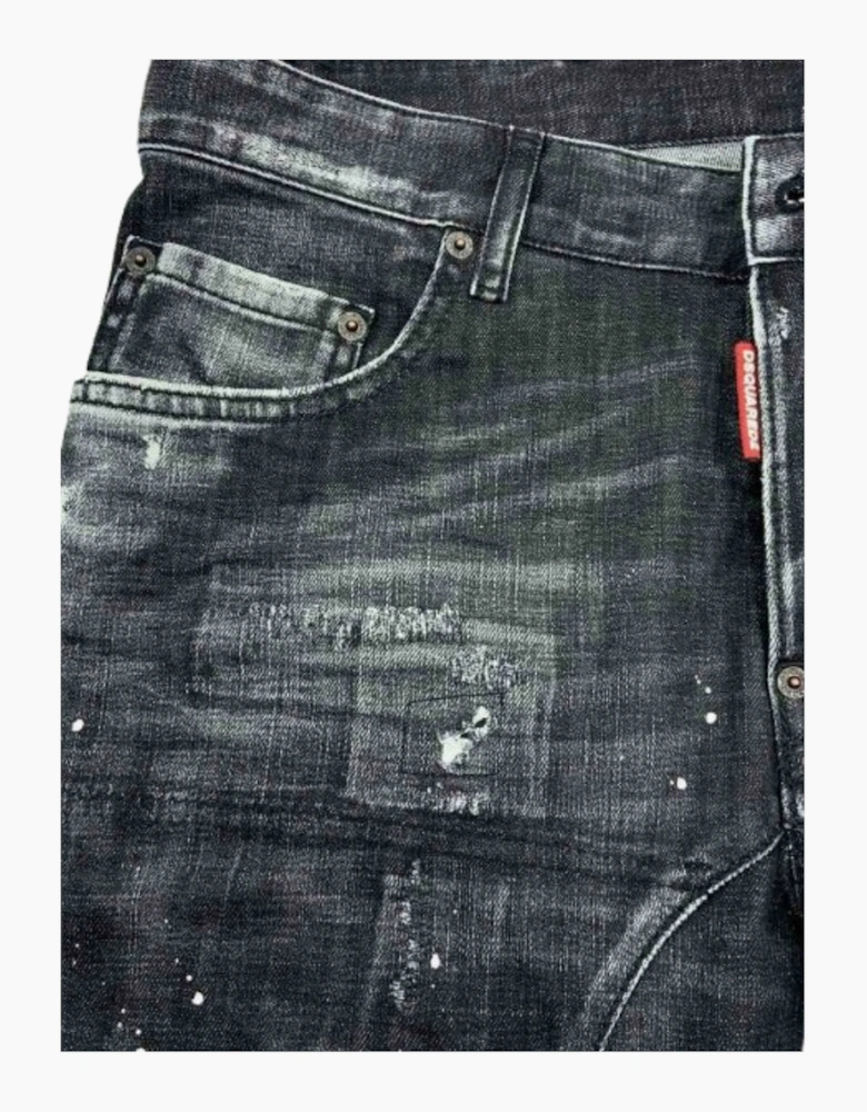 Dsquared2 Tidy Biker Jean Worn Faded Style Black Jeans