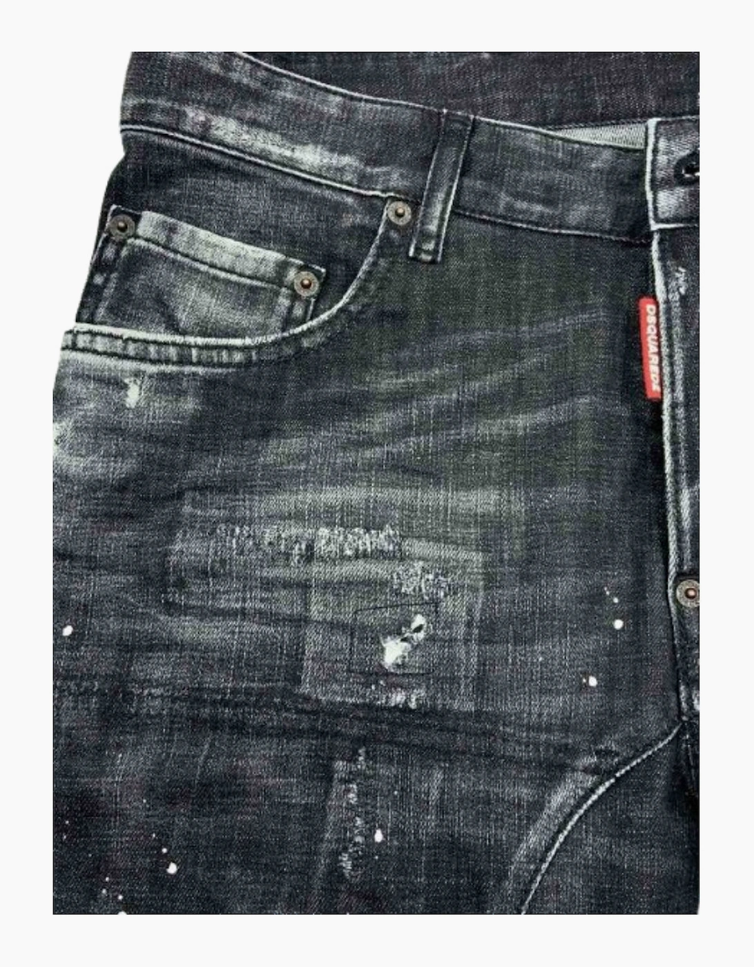Dsquared2 Tidy Biker Jean Worn Faded Style Black Jeans