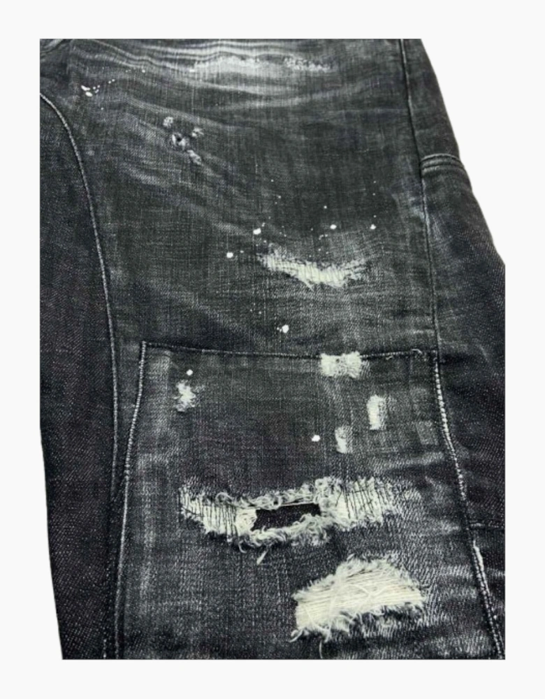 Dsquared2 Tidy Biker Jean Worn Faded Style Black Jeans