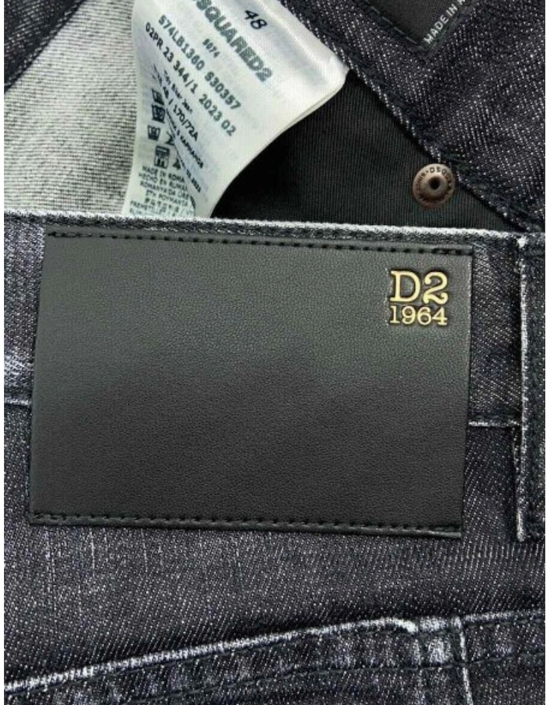 Dsquared2 Tidy Biker Jean Worn Faded Style Black Jeans