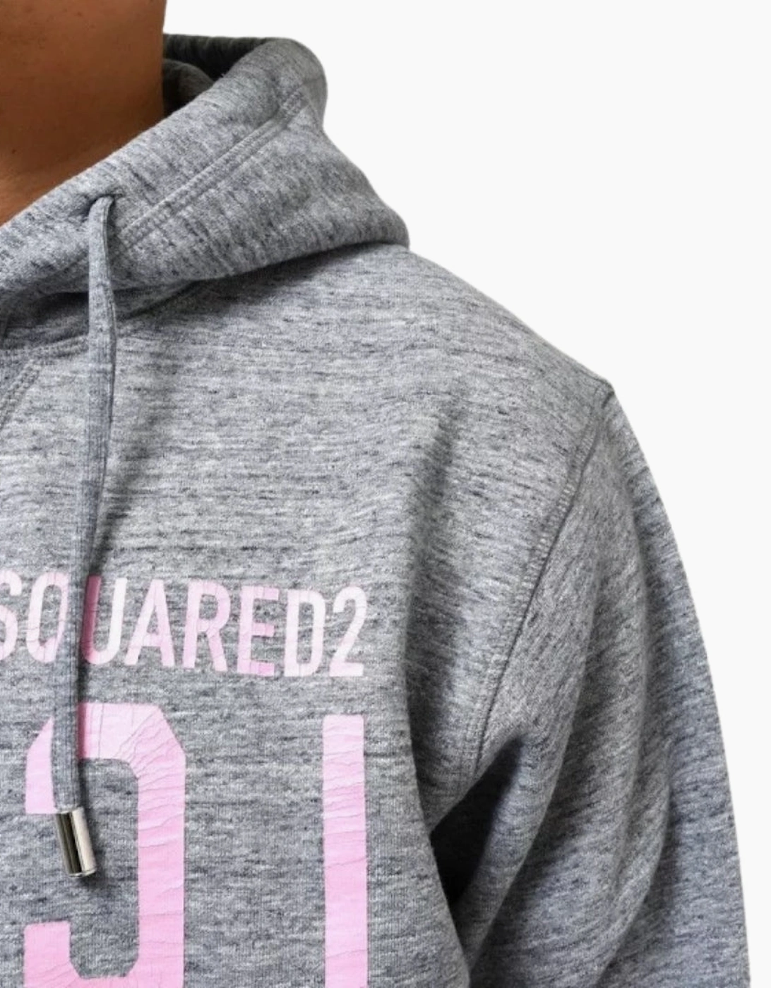 Dsquared2 Pink Icon Cracked Logo Grey Hoodie