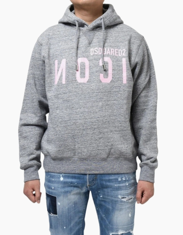 Dsquared2 Pink Icon Cracked Logo Grey Hoodie