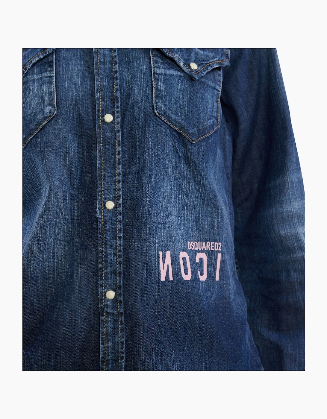 Dsquared2 Icon Reverse Logo Western Dark Blue Denim Shirt