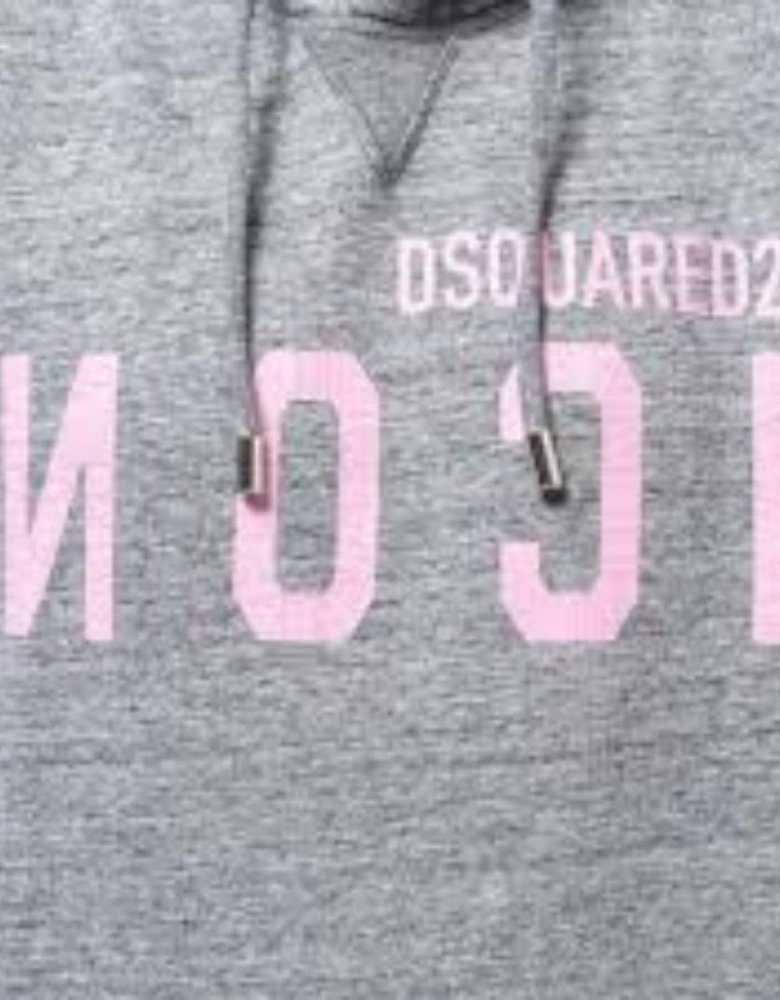 Dsquared2 Pink Icon Cracked Logo Grey Hoodie