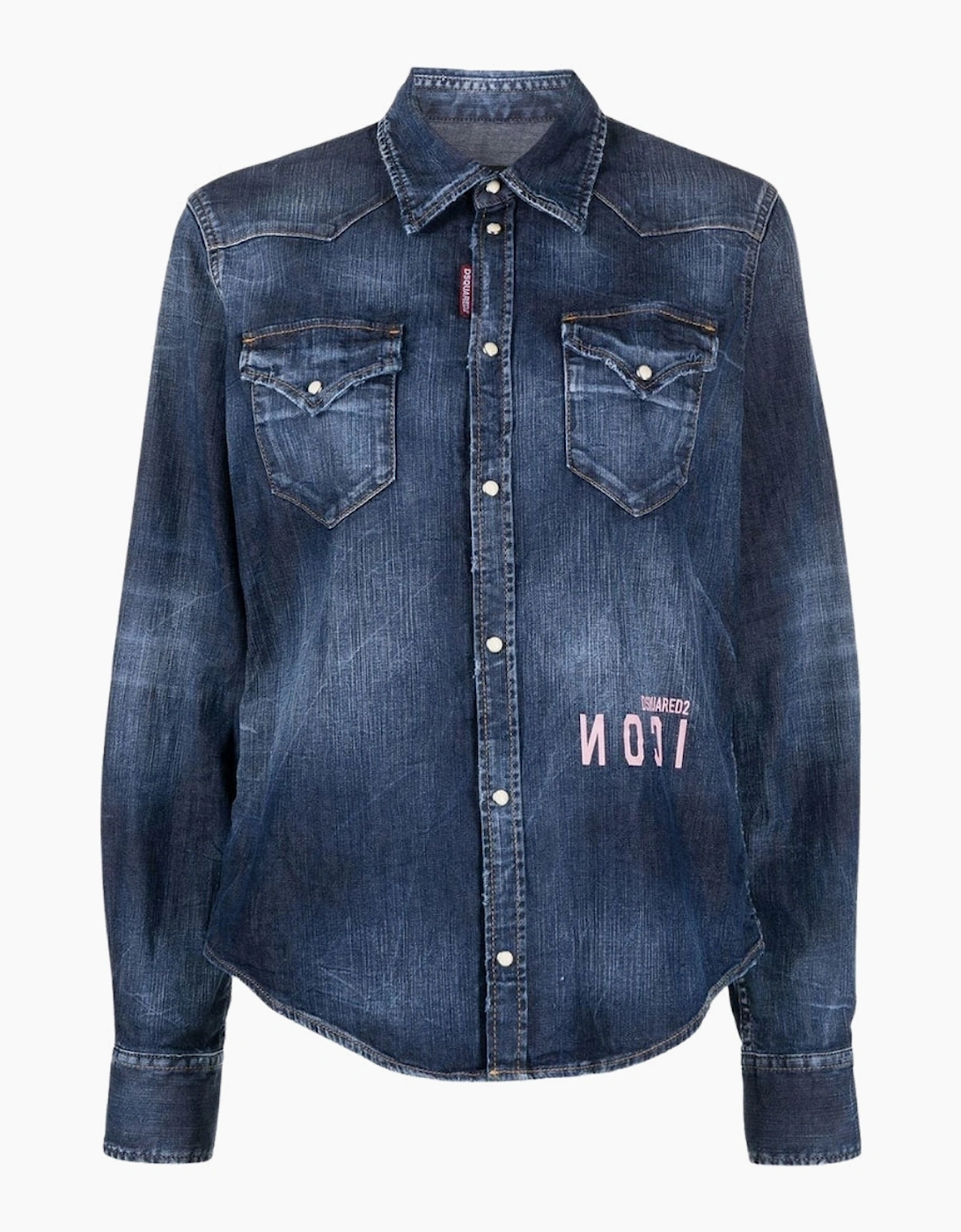 Dsquared2 Icon Reverse Logo Western Dark Blue Denim Shirt