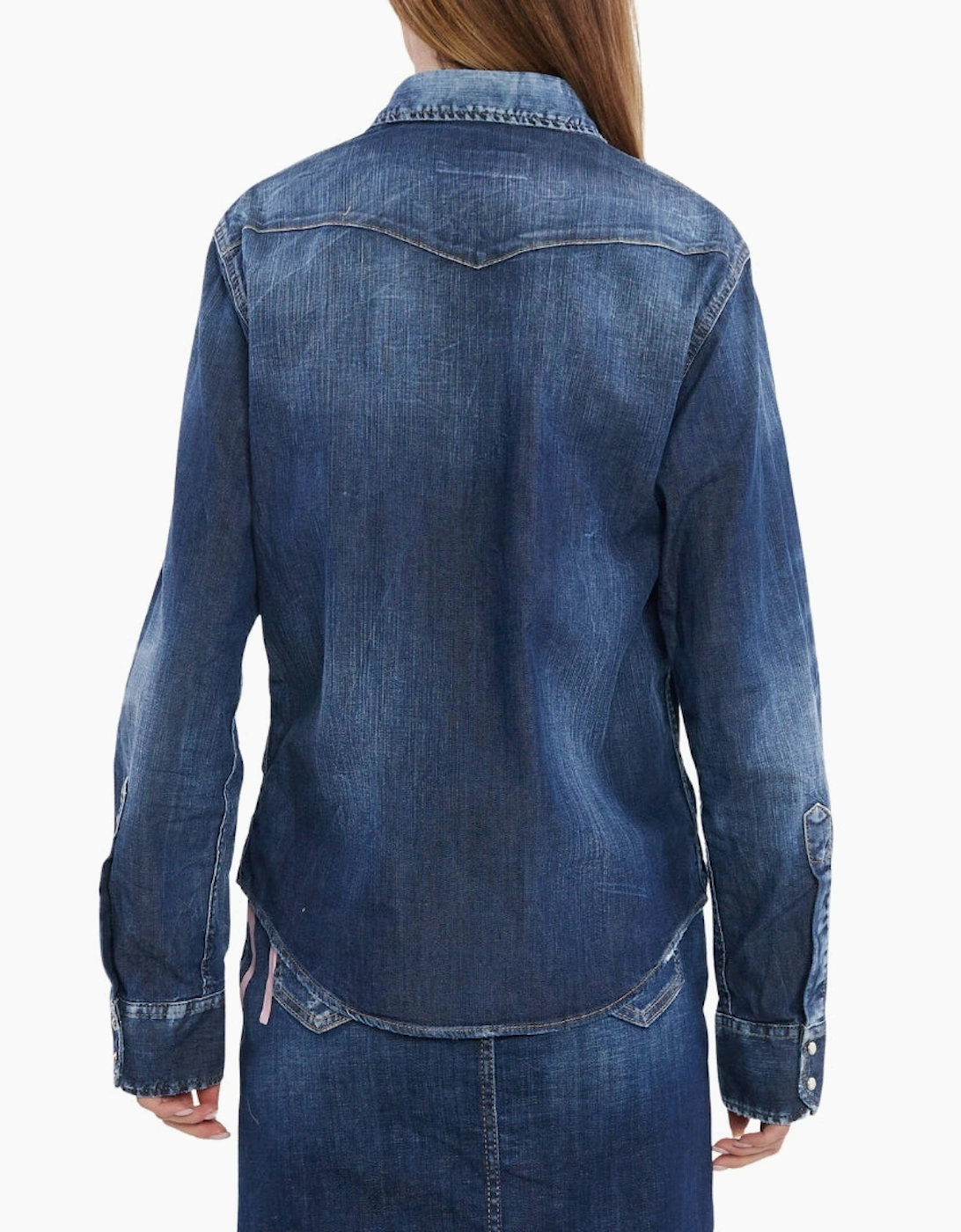 Dsquared2 Icon Reverse Logo Western Dark Blue Denim Shirt