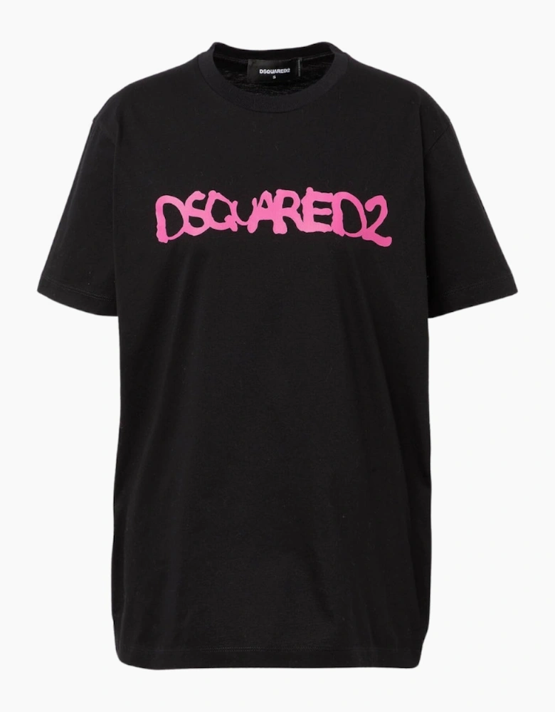 Dsquared2 Graffiti Spray Logo Black T-Shirt