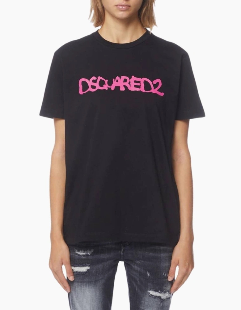 Dsquared2 Graffiti Spray Logo Black T-Shirt