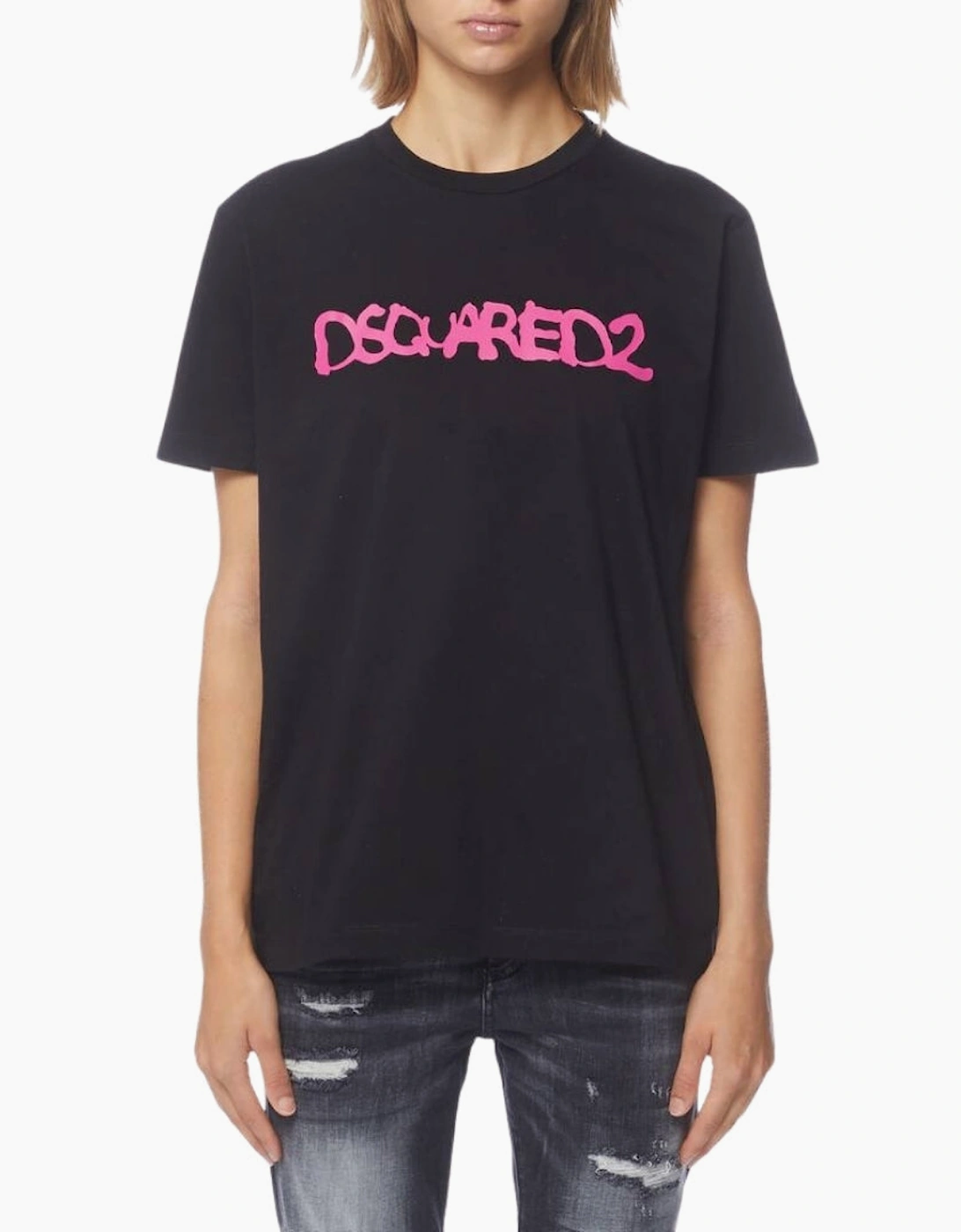 Dsquared2 Graffiti Spray Logo Black T-Shirt