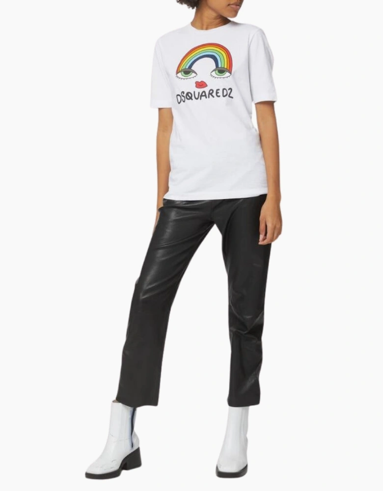 Dsquared2 Rainbow Graphic White T-Shirt