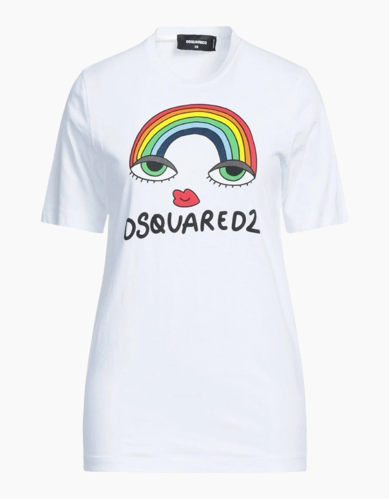 Dsquared2 Rainbow Graphic White T-Shirt
