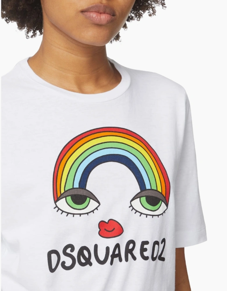 Dsquared2 Rainbow Graphic White T-Shirt