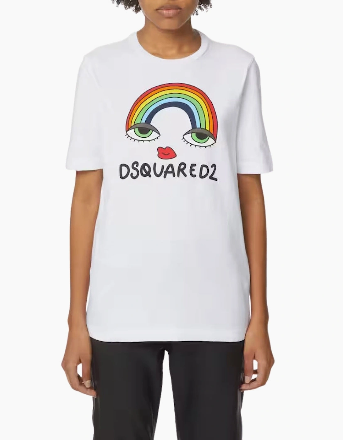 Dsquared2 Rainbow Graphic White T-Shirt