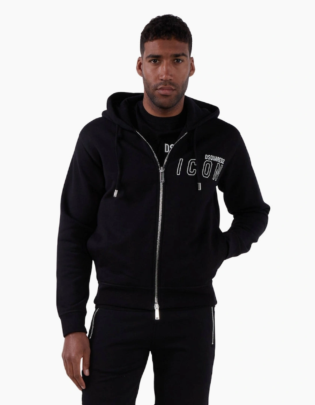 Dsquared2 Icon Outline Logo Zip Black Hoodie