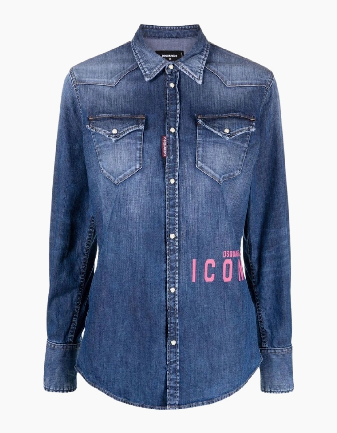 Dsquared2 Women's Dsquared2 Icon Print Western Denim Blue Shirt