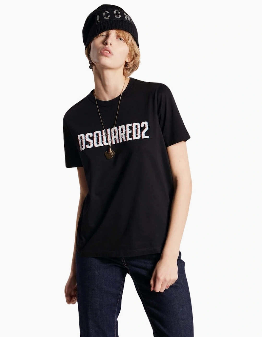 Dsquared2 Logo Print Crew Neck Black T-Shirt