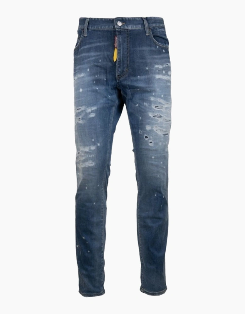Dsquared2 Super Twinky Jean Destroyed Reinforced Paint Splash Blue Jeans