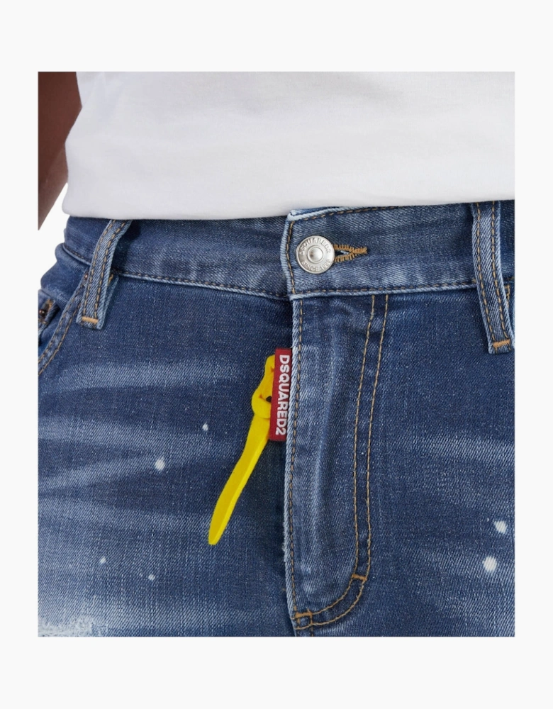 Dsquared2 Super Twinky Jean Destroyed Reinforced Paint Splash Blue Jeans