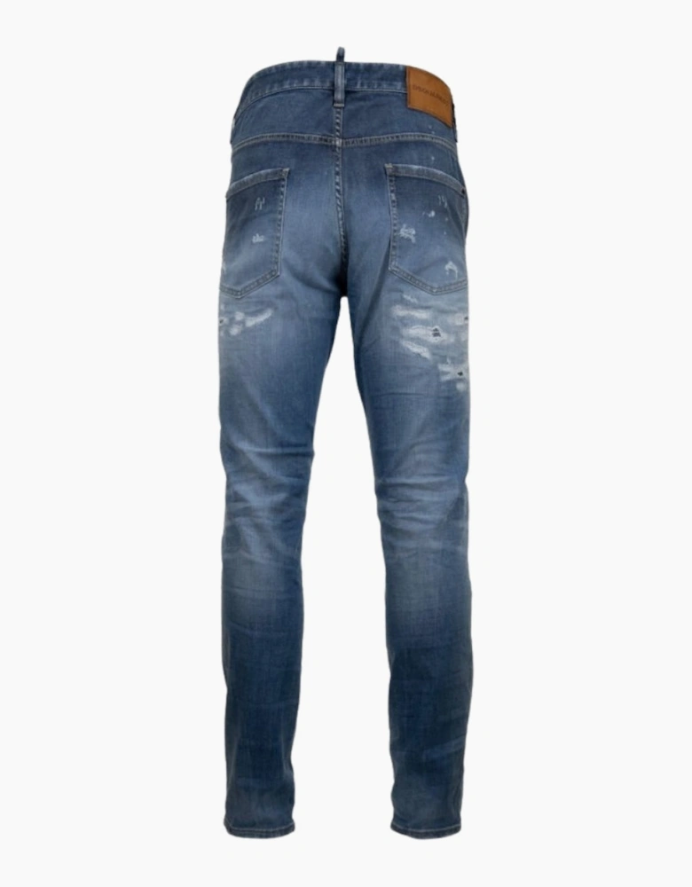 Dsquared2 Super Twinky Jean Destroyed Reinforced Paint Splash Blue Jeans