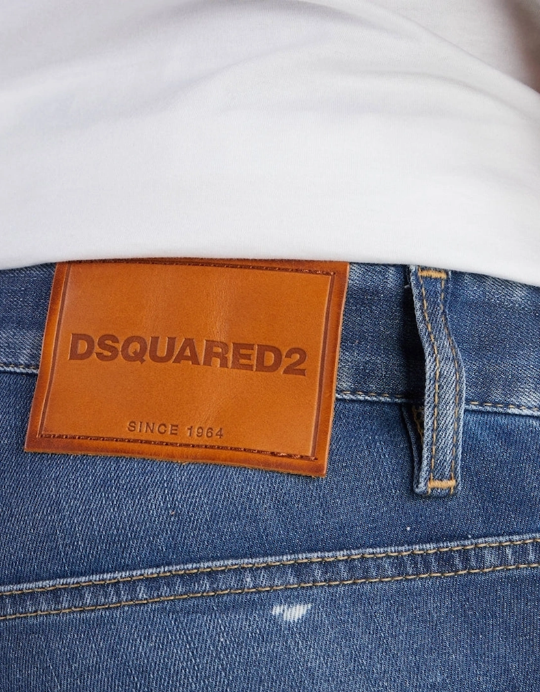 Dsquared2 Super Twinky Jean Destroyed Reinforced Paint Splash Blue Jeans