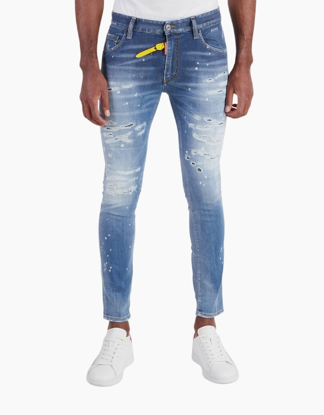 Dsquared2 Super Twinky Jean Destroyed Reinforced Paint Splash Blue Jeans