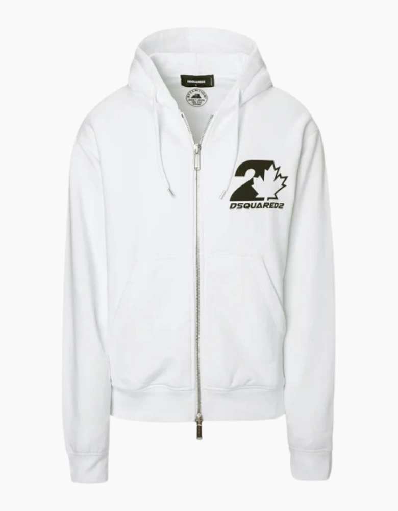 Dsquared2 Cool Fit Maple Leaf Logo White Hoodie
