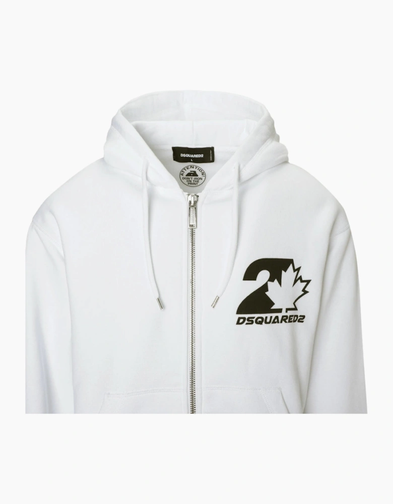 Dsquared2 Cool Fit Maple Leaf Logo White Hoodie