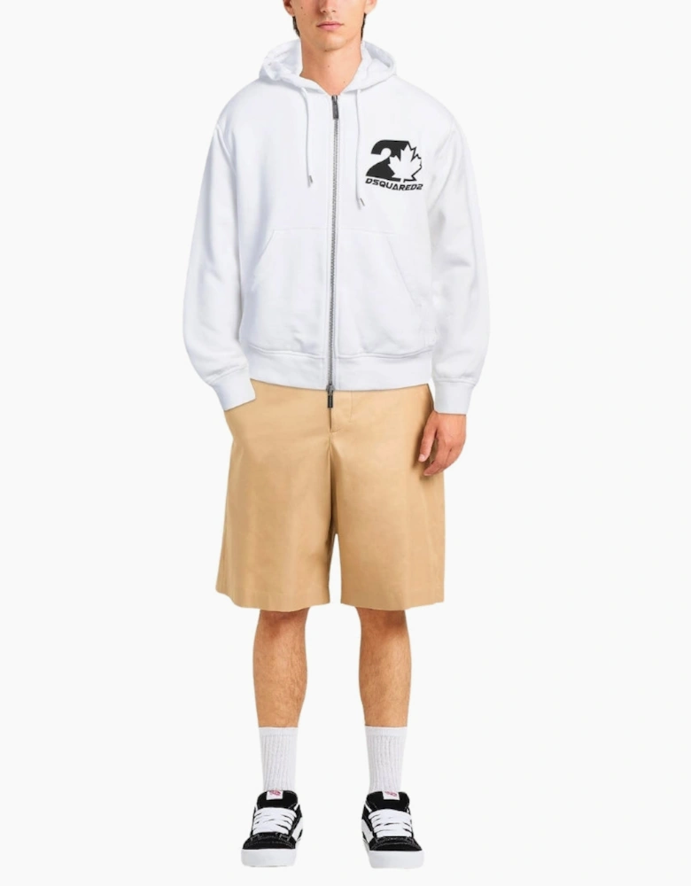 Dsquared2 Cool Fit Maple Leaf Logo White Hoodie