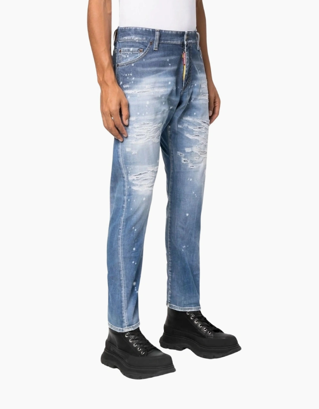 Dsquared2 Sexy Twist Jean Destroyed Reinforced Paint Splash Blue Jeans