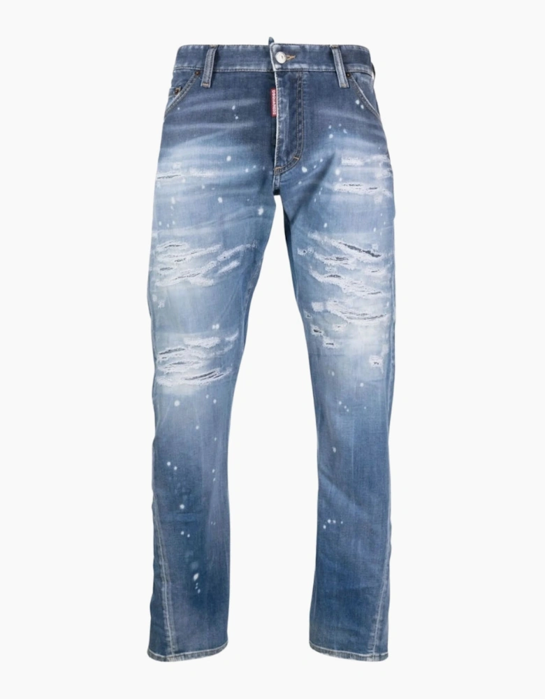 Dsquared2 Sexy Twist Jean Destroyed Reinforced Paint Splash Blue Jeans