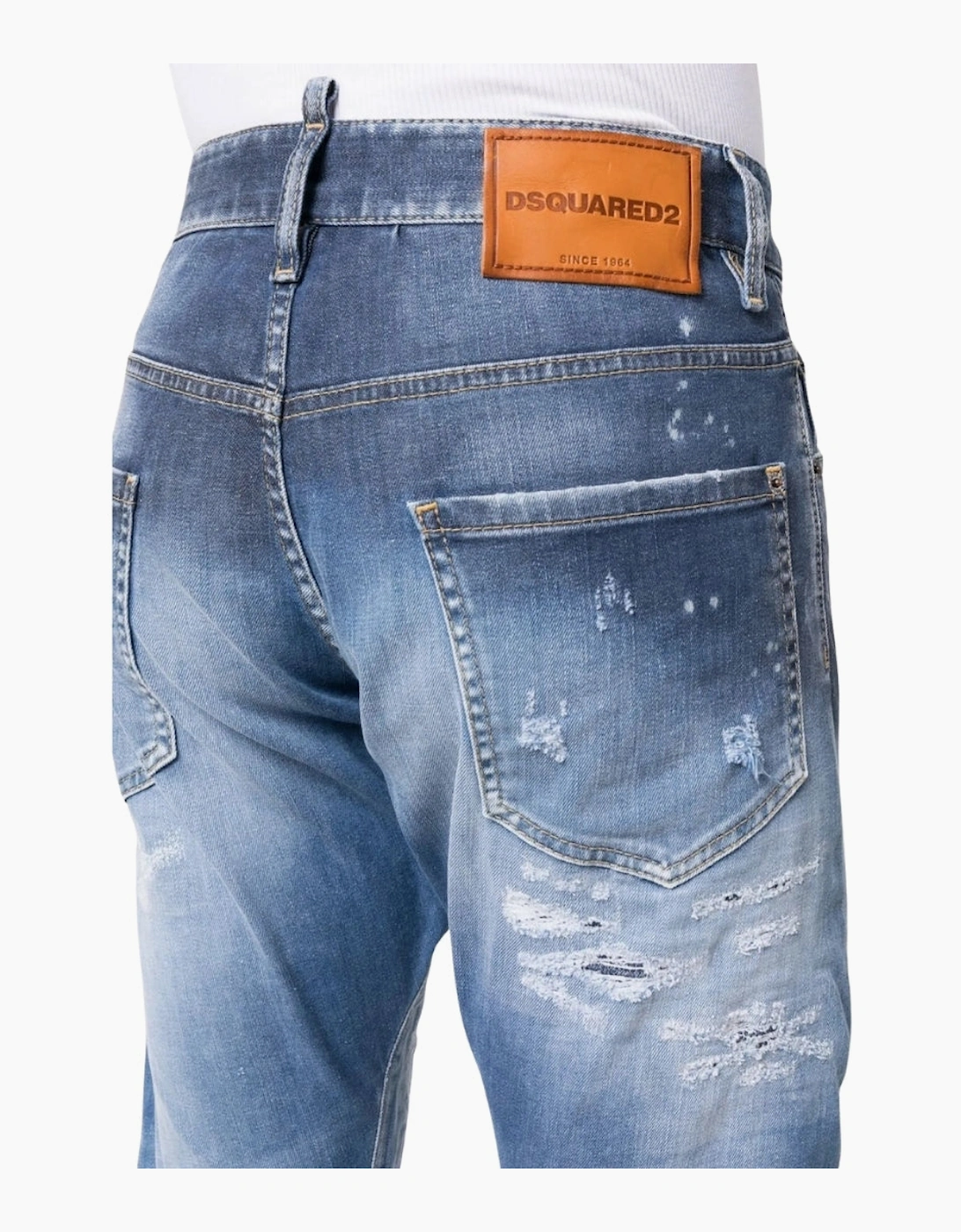 Dsquared2 Sexy Twist Jean Destroyed Reinforced Paint Splash Blue Jeans