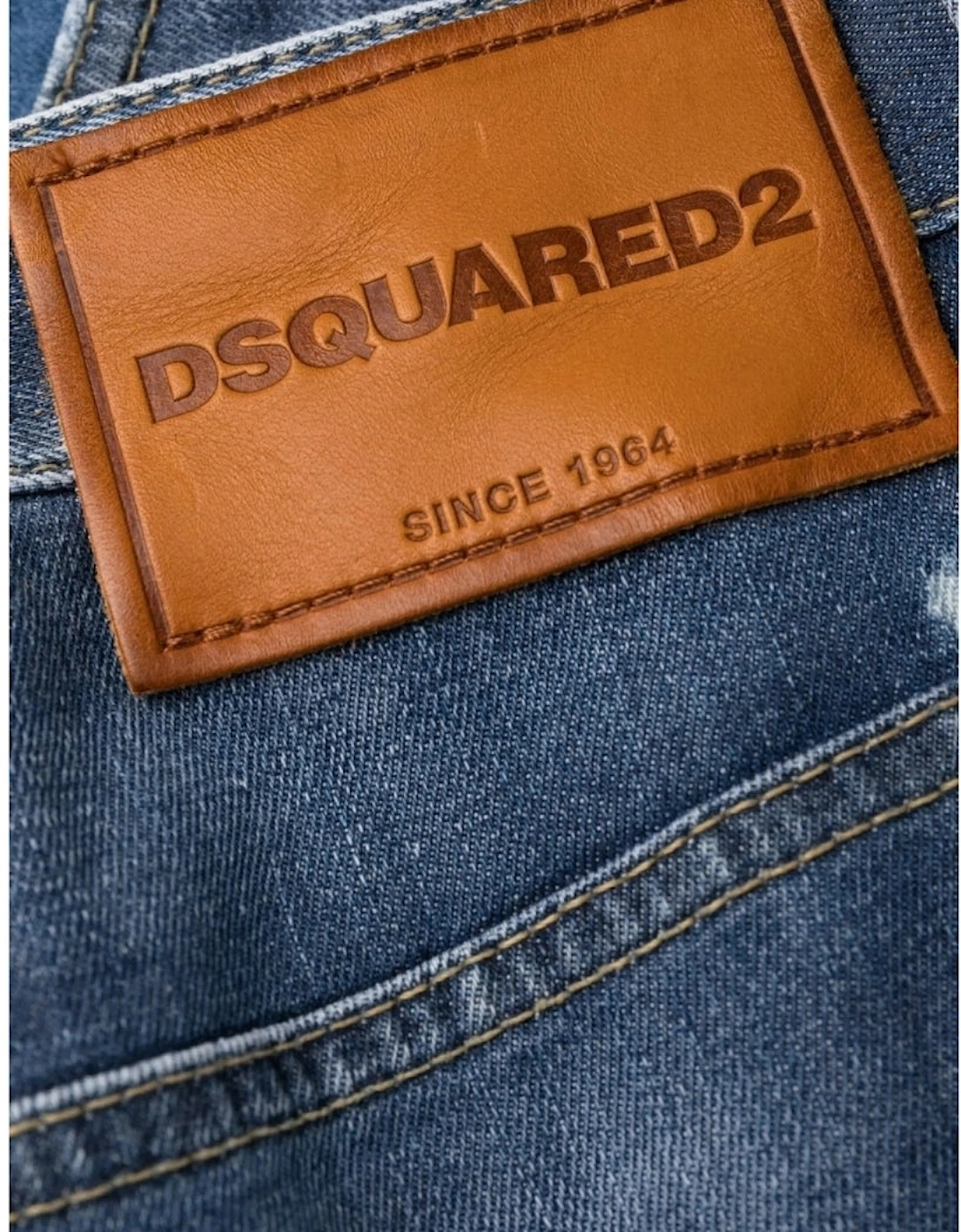 Dsquared2 Sexy Twist Jean Destroyed Reinforced Paint Splash Blue Jeans