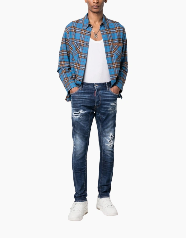 Dsquared2 Tikdy Biker Jean Worn Reinforced Wash Blue Jeans