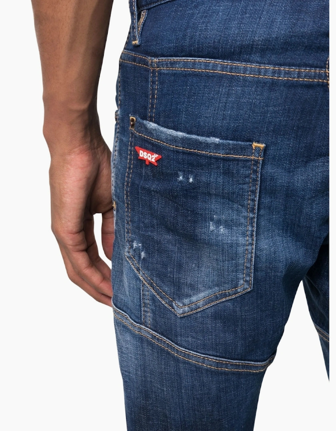 Dsquared2 Tikdy Biker Jean Worn Reinforced Wash Blue Jeans