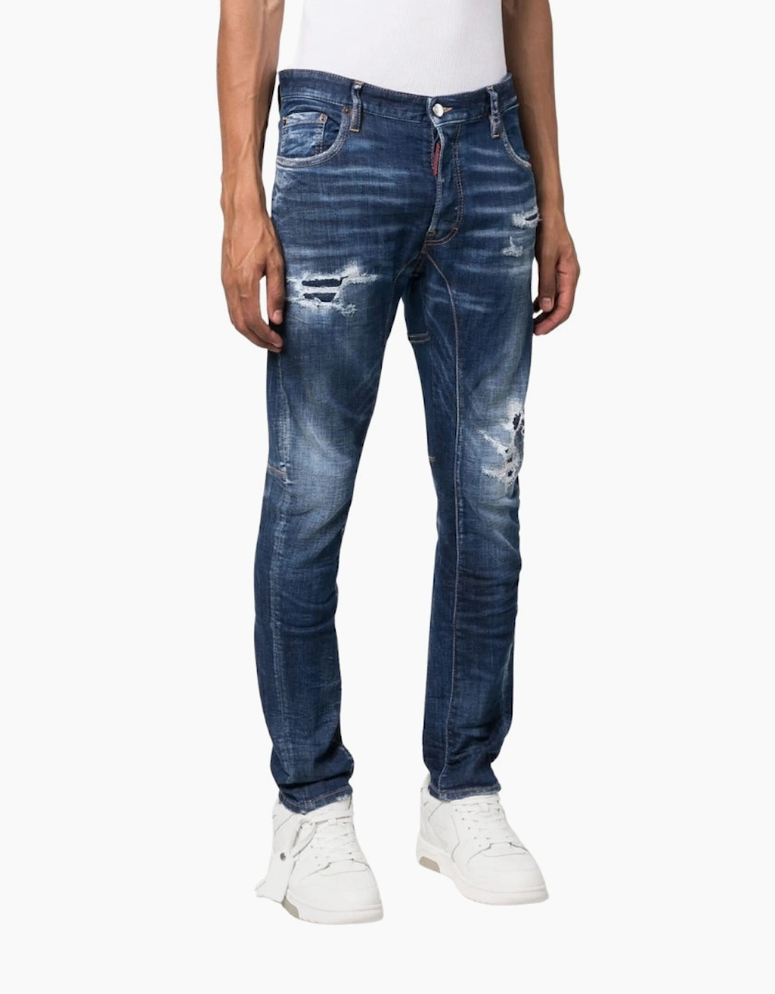 Dsquared2 Tikdy Biker Jean Worn Reinforced Wash Blue Jeans