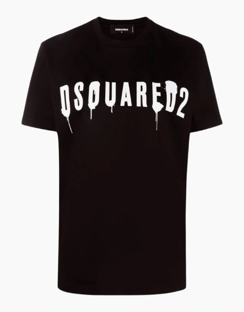 Dsquared2 Dripping Spray Logo Black T-Shirt