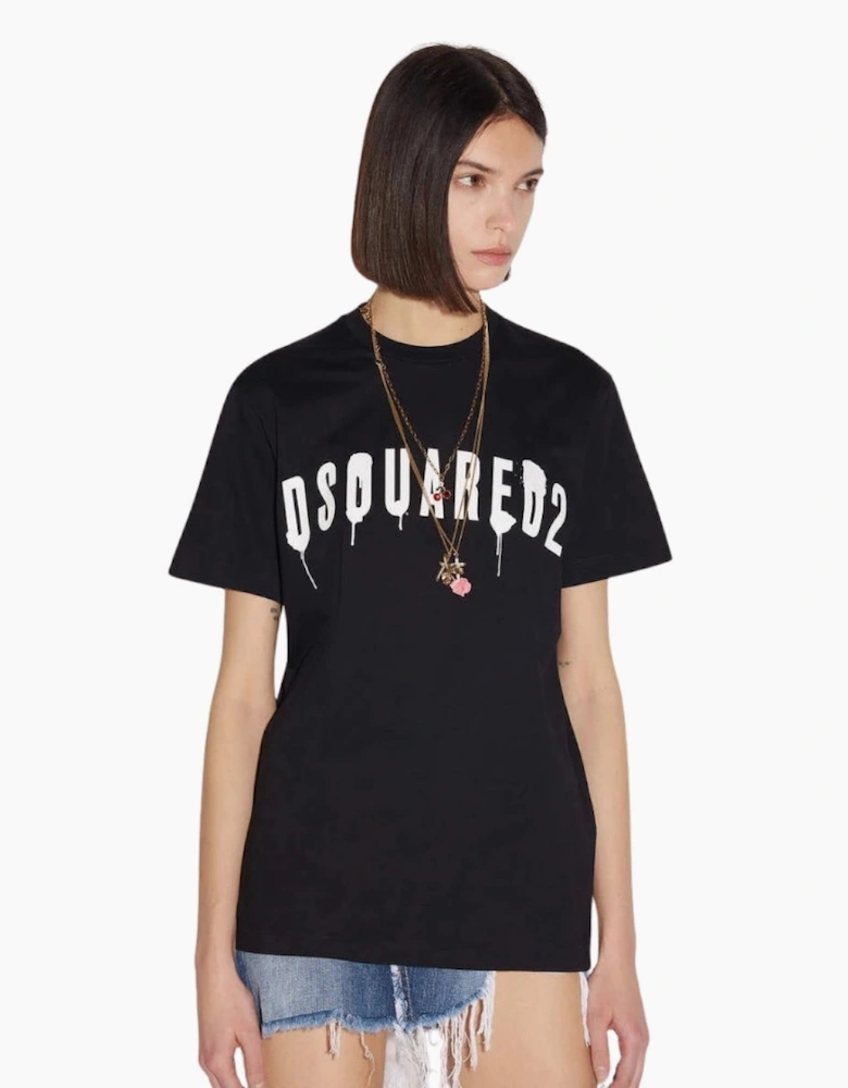 Dsquared2 Dripping Spray Logo Black T-Shirt