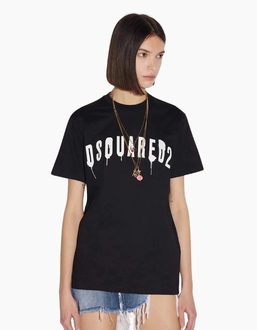 Dsquared2 Dripping Spray Logo Black T-Shirt