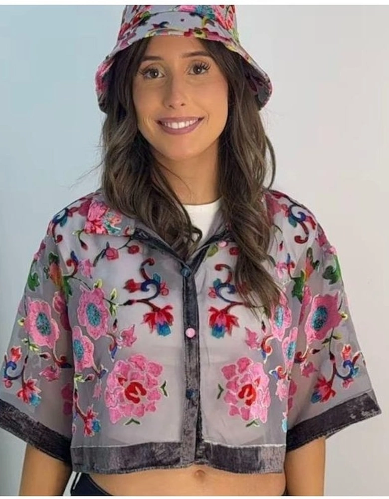 Hand Painted Silk Devore Kimono Top