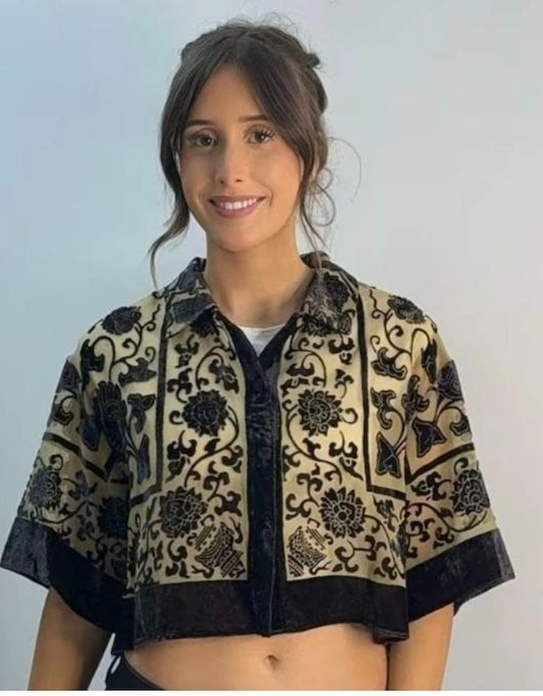 Hand Painted Silk Devore Kimono Top
