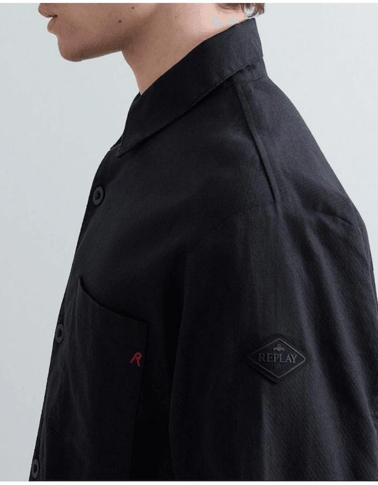 Linen Button Up Black Shirt