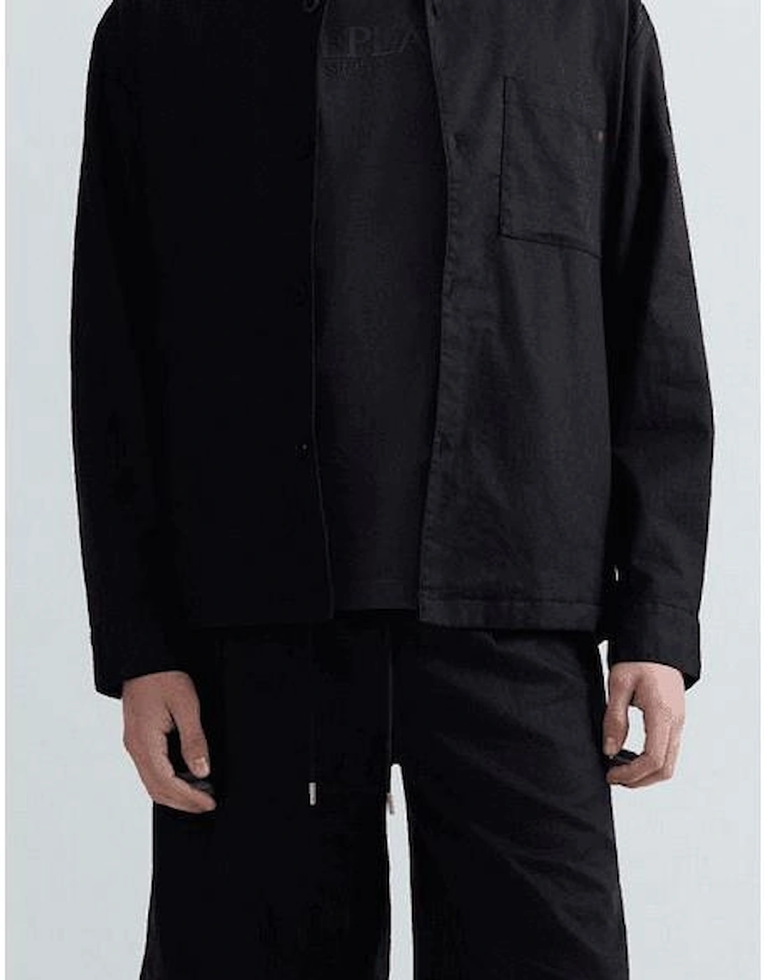 Linen Button Up Black Shirt