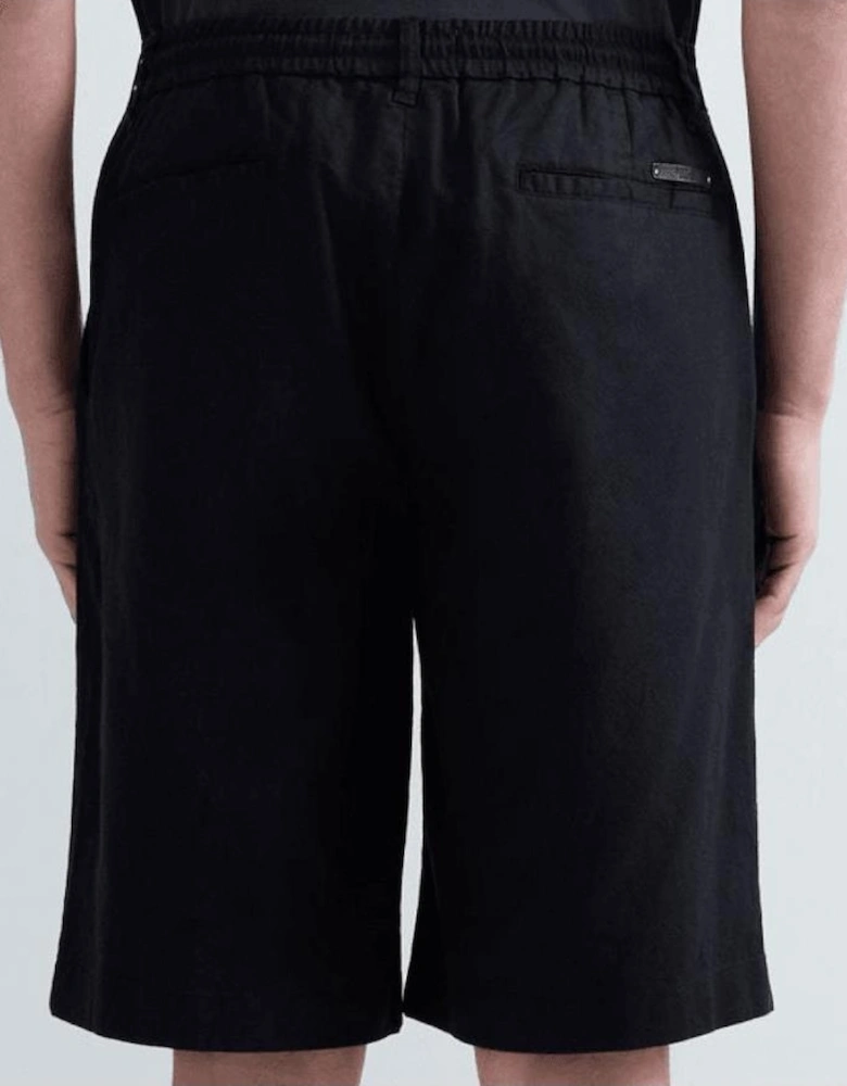 Regular Fit Black Linen Shorts