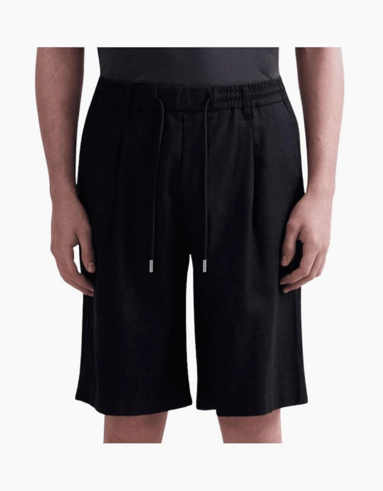 Regular Fit Black Linen Shorts