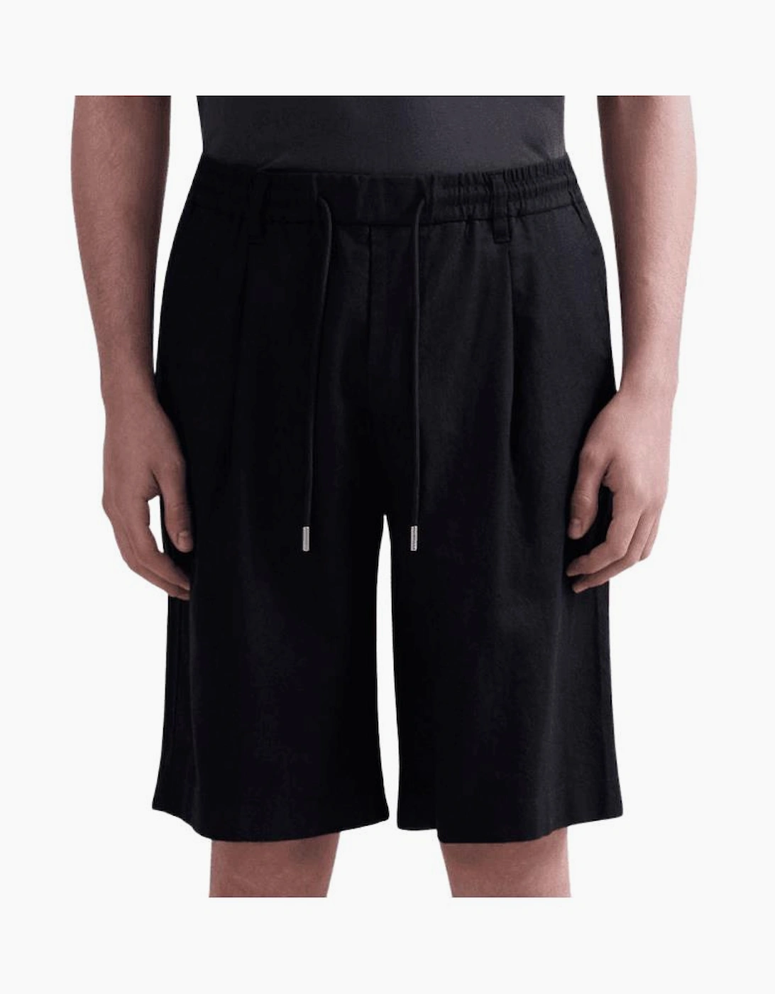 Regular Fit Black Linen Shorts, 4 of 3