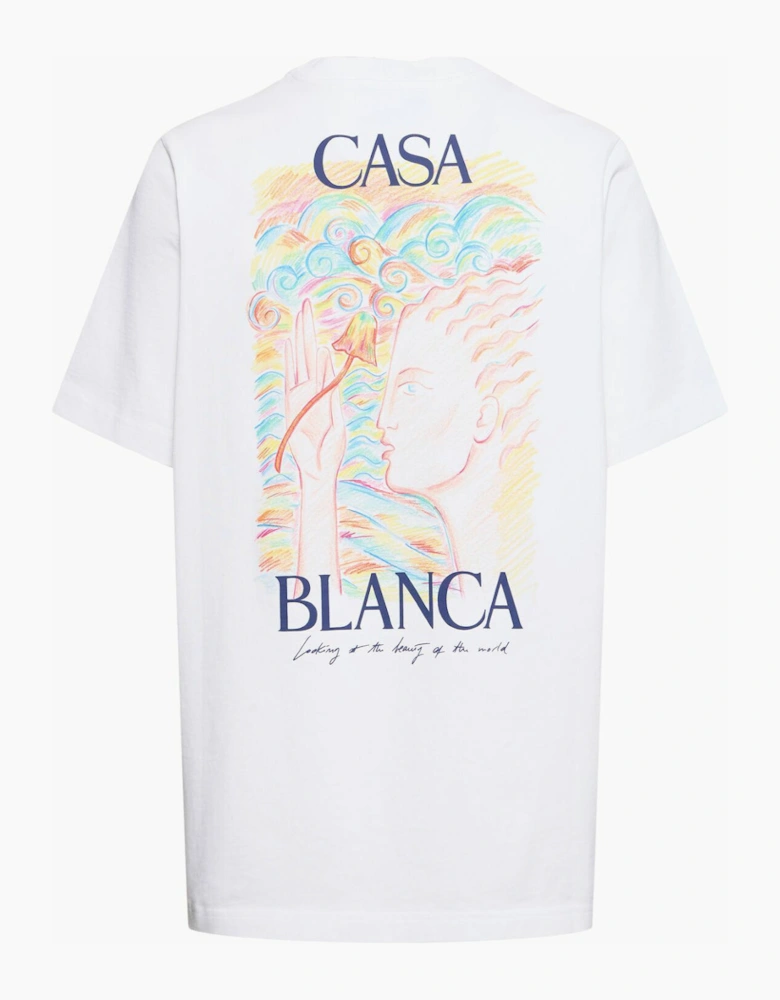 Men's White Casablanca Mushroom Goddess Printed T Shirt