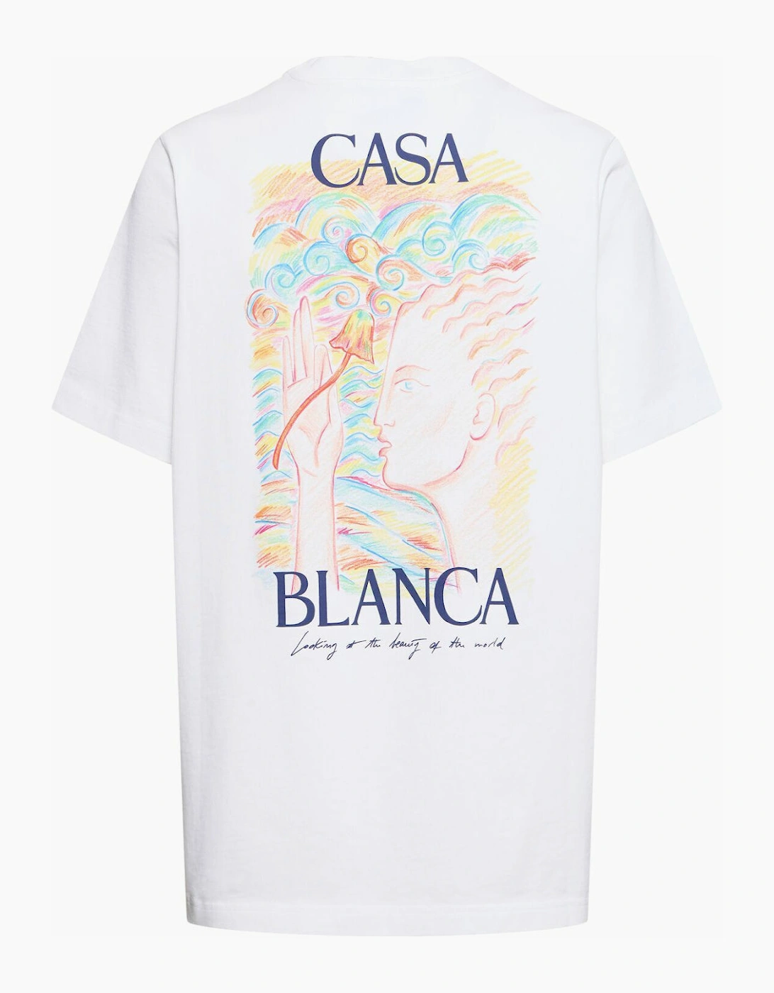 Men's White Casablanca Mushroom Goddess Printed T Shirt