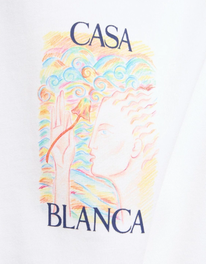 Men's White Casablanca Mushroom Goddess Printed T Shirt