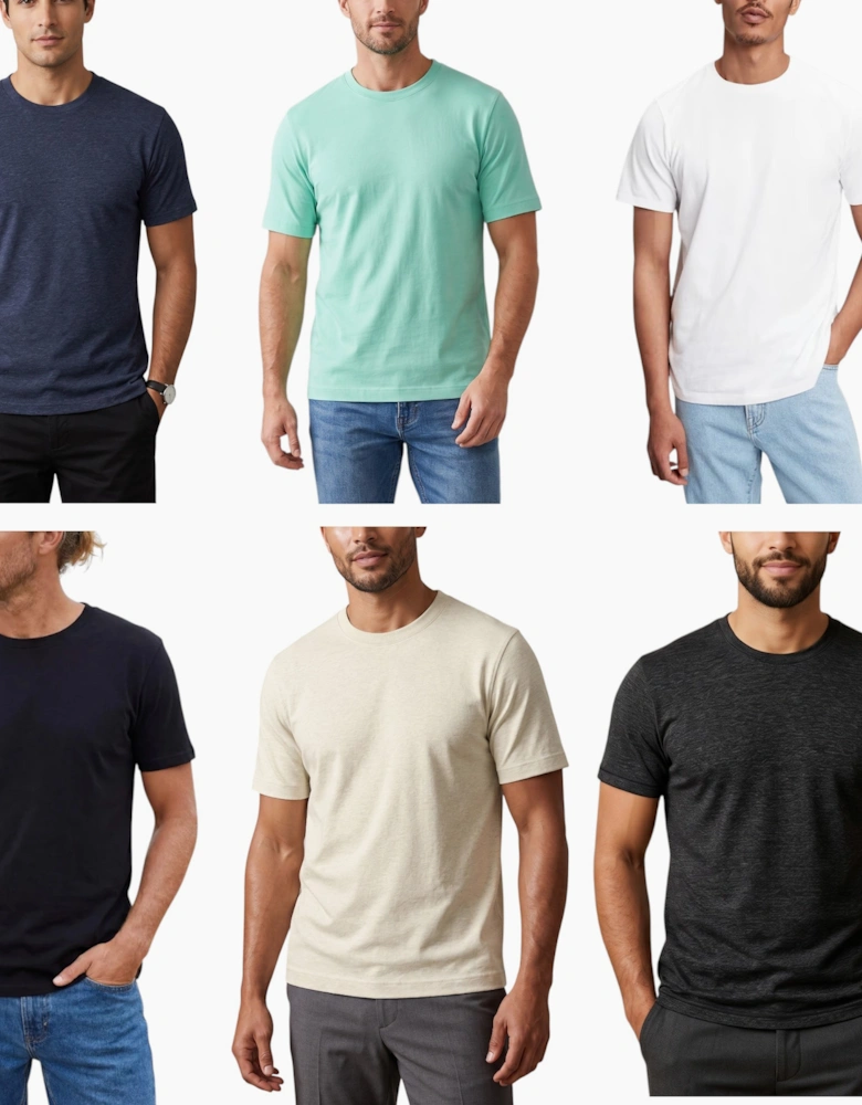 Mens Basic T Shirts 6x Pack Short Sleeve Tops